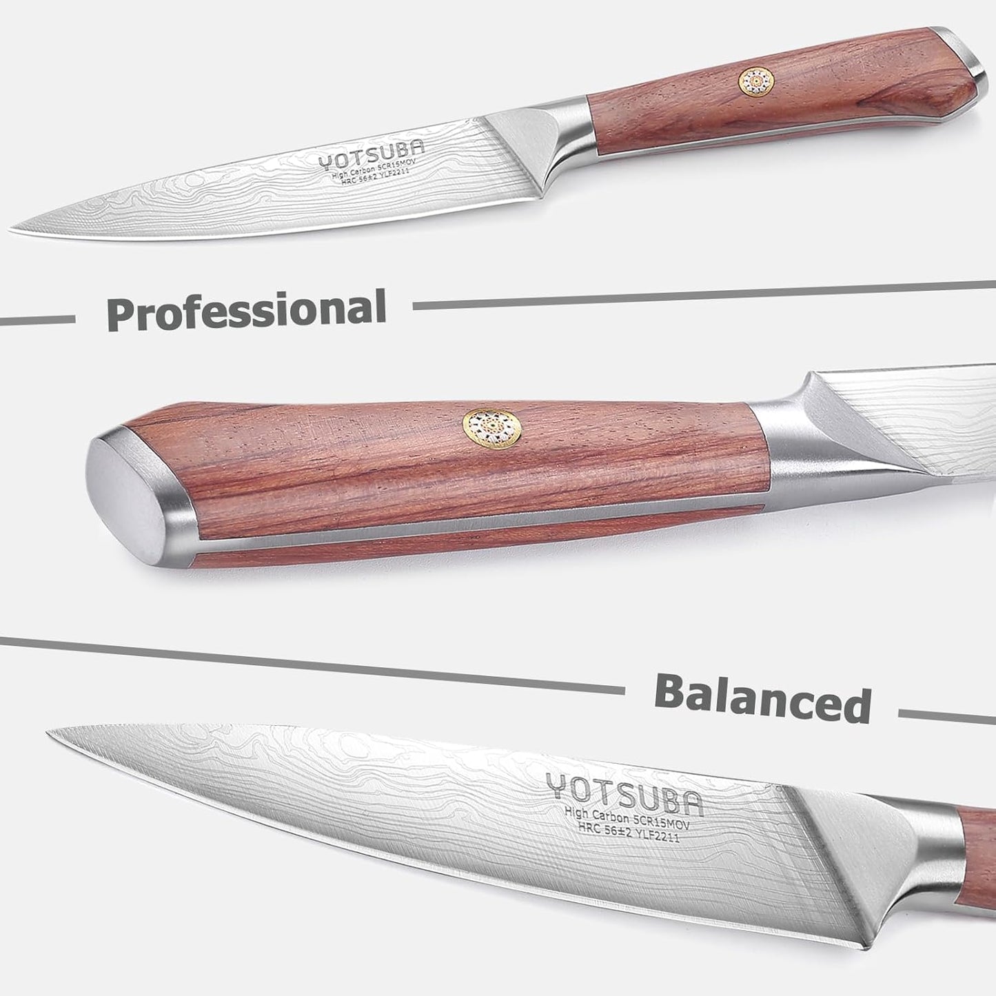 YOTSUBA Carving Knife and Fork Set, Meat Cutting Knife, Razor-Sharp German Stainless Steel Knives Fork Set with Ergonomic Wood Handle, Slicing Knives for Meats, BBQ & Vegetables