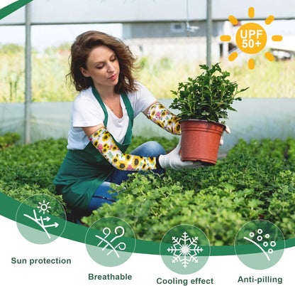 4 Pairs Gardening Sleeves Anti-Slip Arm Protection with Thumb Hole Sun Sleeve Cooling Arm Sleeves for Women Men Outdoor