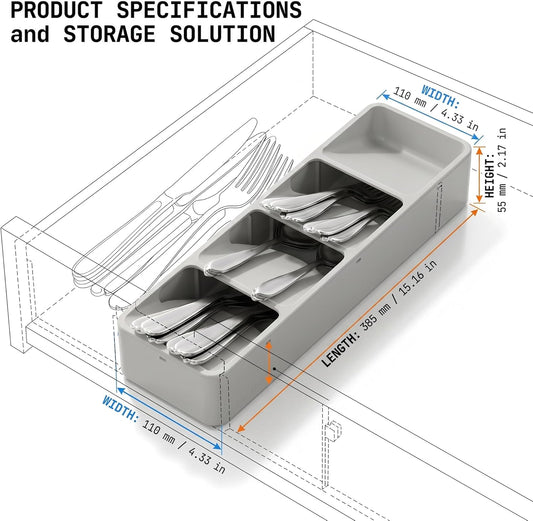 Li & Zhao Silverware Organizer for Drawer - Utensil Drawer Organizer Compact Utensil Organizer Silverware Tray Cutlery Organizer Spoon Drawer Kitchen for Kitchen, Office, Bathroom, Living room