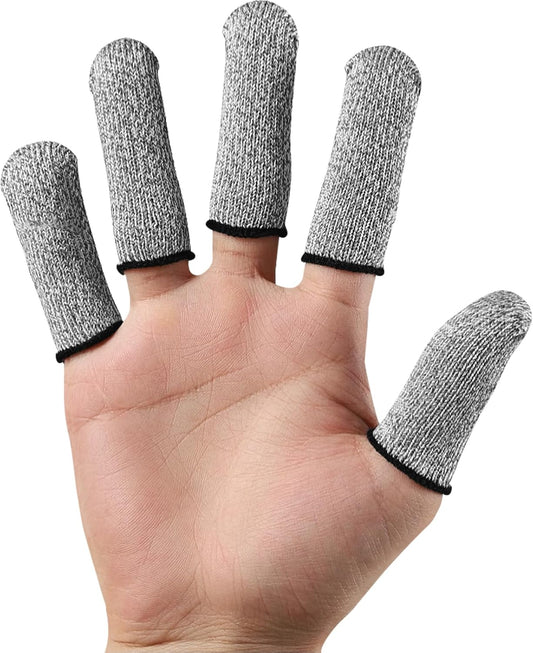 10 PCS Finger Cots Cut Resistant Protector, Finger Covers for Cuts, Cut Resistant Finger Protectors for Kitchen Work Sculpture Garden, Anti-Slip, Reusable