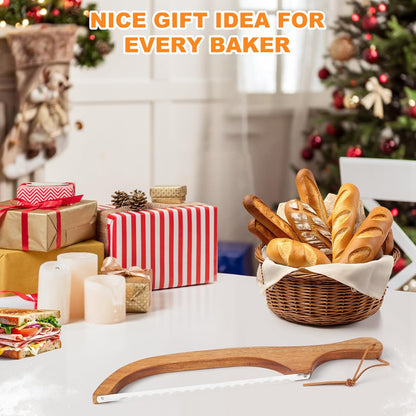 Bread Slicer for Homemade Bread, 15.7 Ergonomic Design, Premium Stainless Steel Serrated Bread Bow Knife for Precise Cutting