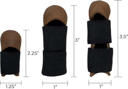 Thumb and Finger Guards (3 Pieces), Comfortable Protection for Fingers, Full Grain Leather, Handmade Carpenter Carving Accessories, Bourbon Brown
