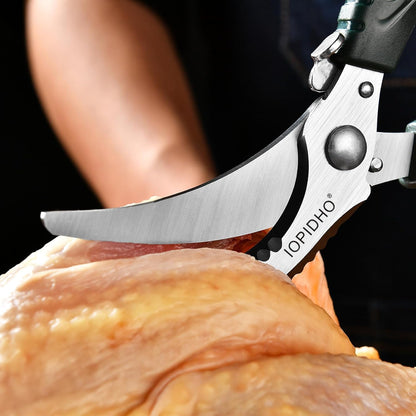 Heavy Duty Poultry Shears, Kitchen Shears with Non-Slip Handle & Safety Lock, All Purpose Kitchen Scissors for Chicken, Meat Cutting, Turkey, Fish, Vegetables, Spring Loaded, Dishwasher Safe
