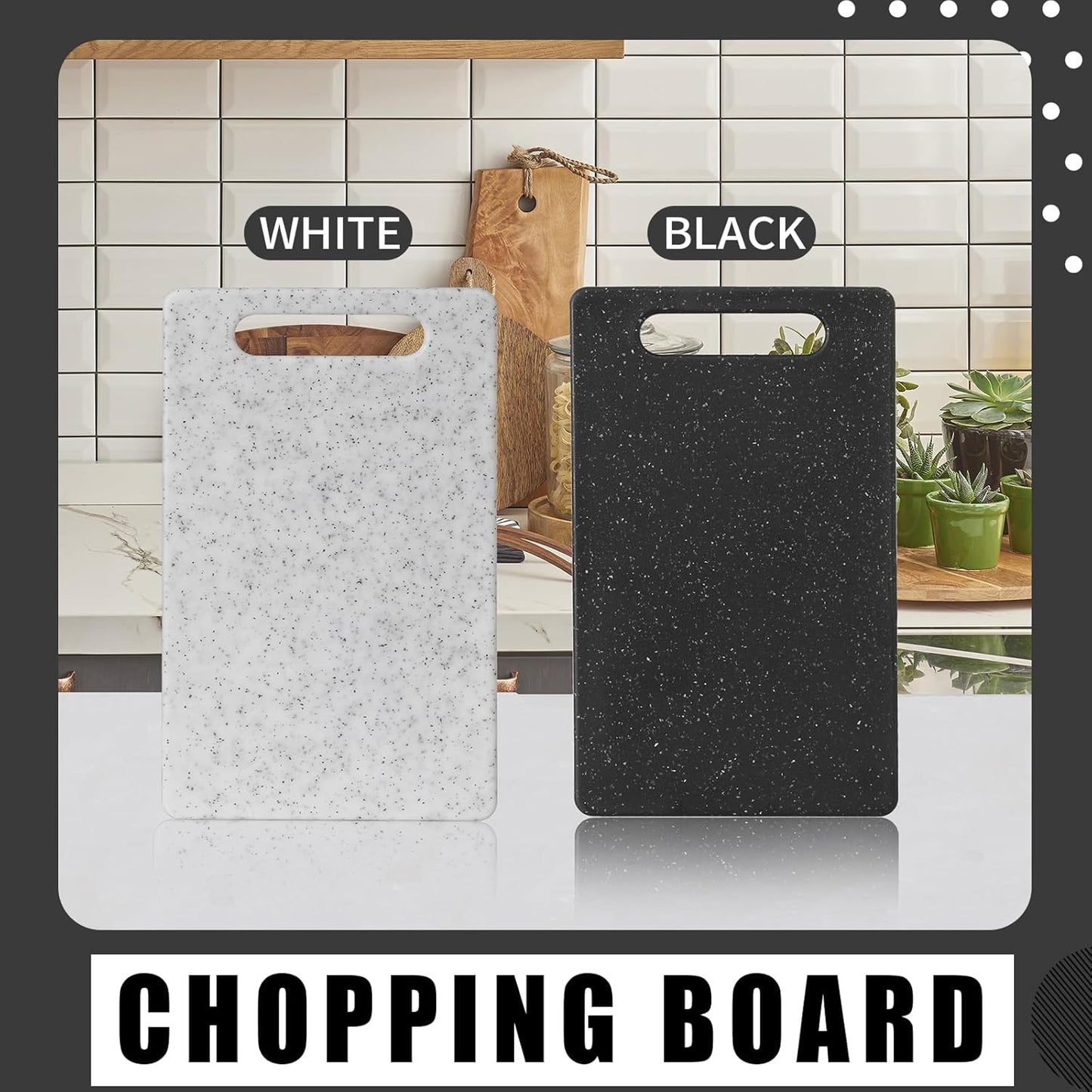 2 Pcs Cutting Board for Kitchen Small Mini Plastic Granite Color Cutting Board Dishwasher Safe Cutting Boards for Food Prep, Fruits, Vegetables with Easy Grip (6" x 10",White)