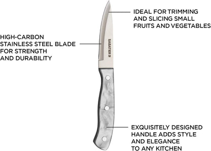 Sabatier Triple Riveted Serrated Utility Knife, 5-Inch, Razor-Sharp Kitchen Knife to Cut Fruit, Vegetables and more, High-Carbon Stainless Steel, Gray