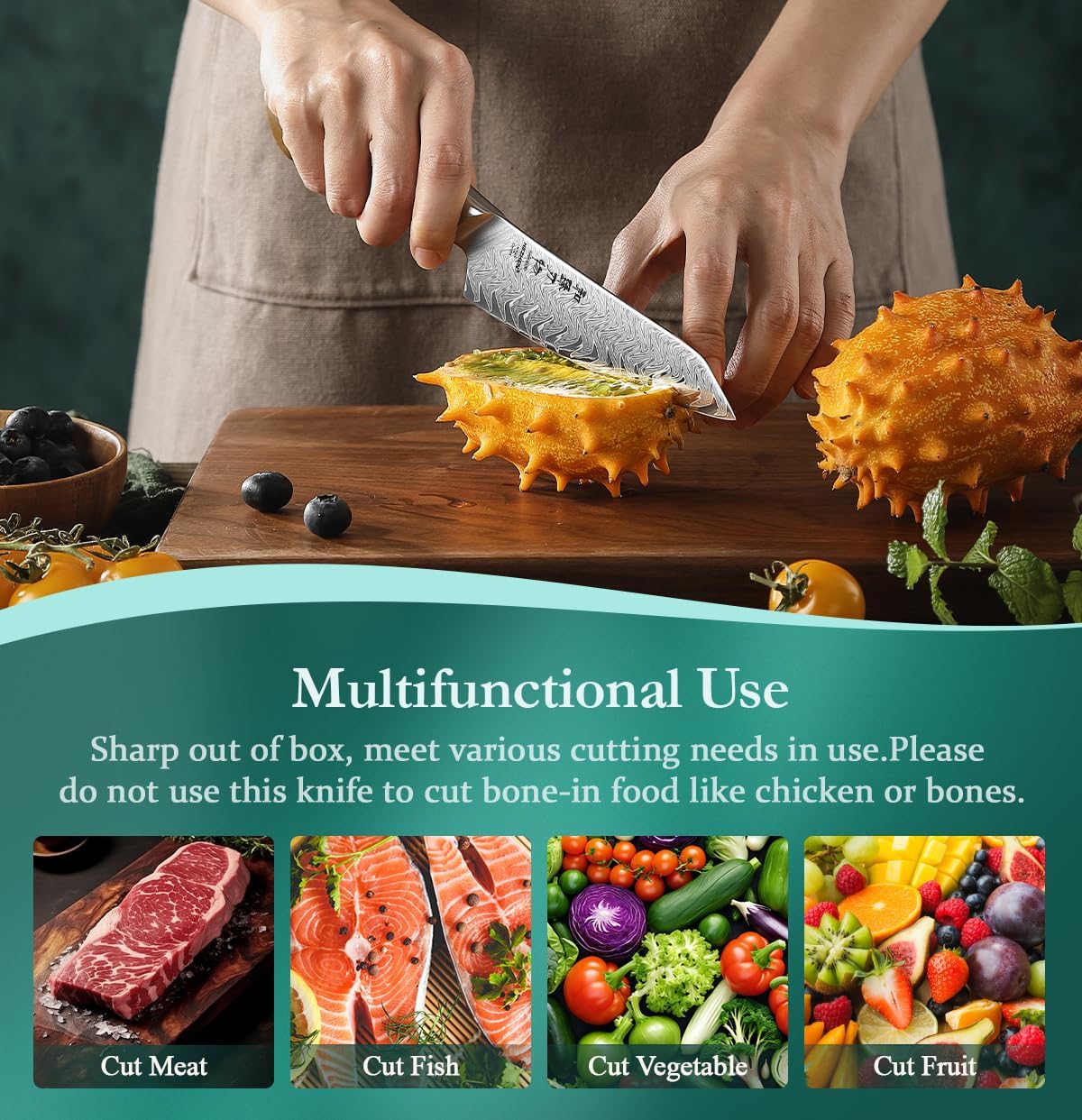 HEZHEN Damascus Chef Knife, 8.5 Inches, 67 Layers Damascus Steel, Professional Japanese Kitchen Knife for Chefs and Home Cooking, Ultra-sharp Blade with Linen Micarta Handle, Gift Packing