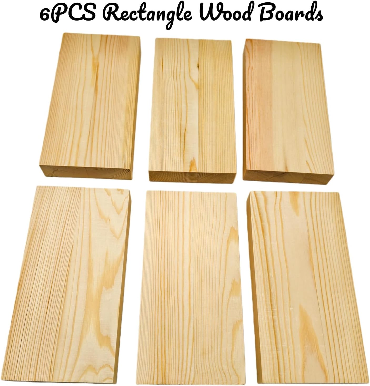 4PCS Rectangle Wood Boards Unfinished Wood Blocks for Crafting, 8x6x1in Blank Whittling Wooden Blocks for Wood Carving,Painting & Burning