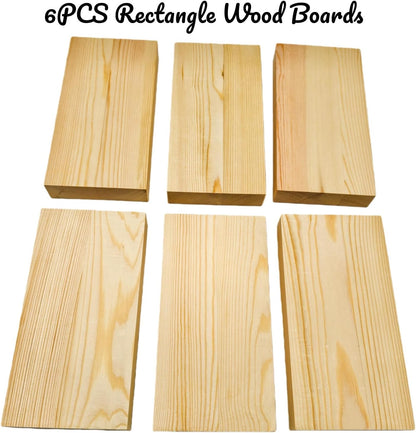 4PCS Rectangle Wood Boards Unfinished Wood Blocks for Crafting, 8x6x1in Blank Whittling Wooden Blocks for Wood Carving,Painting & Burning