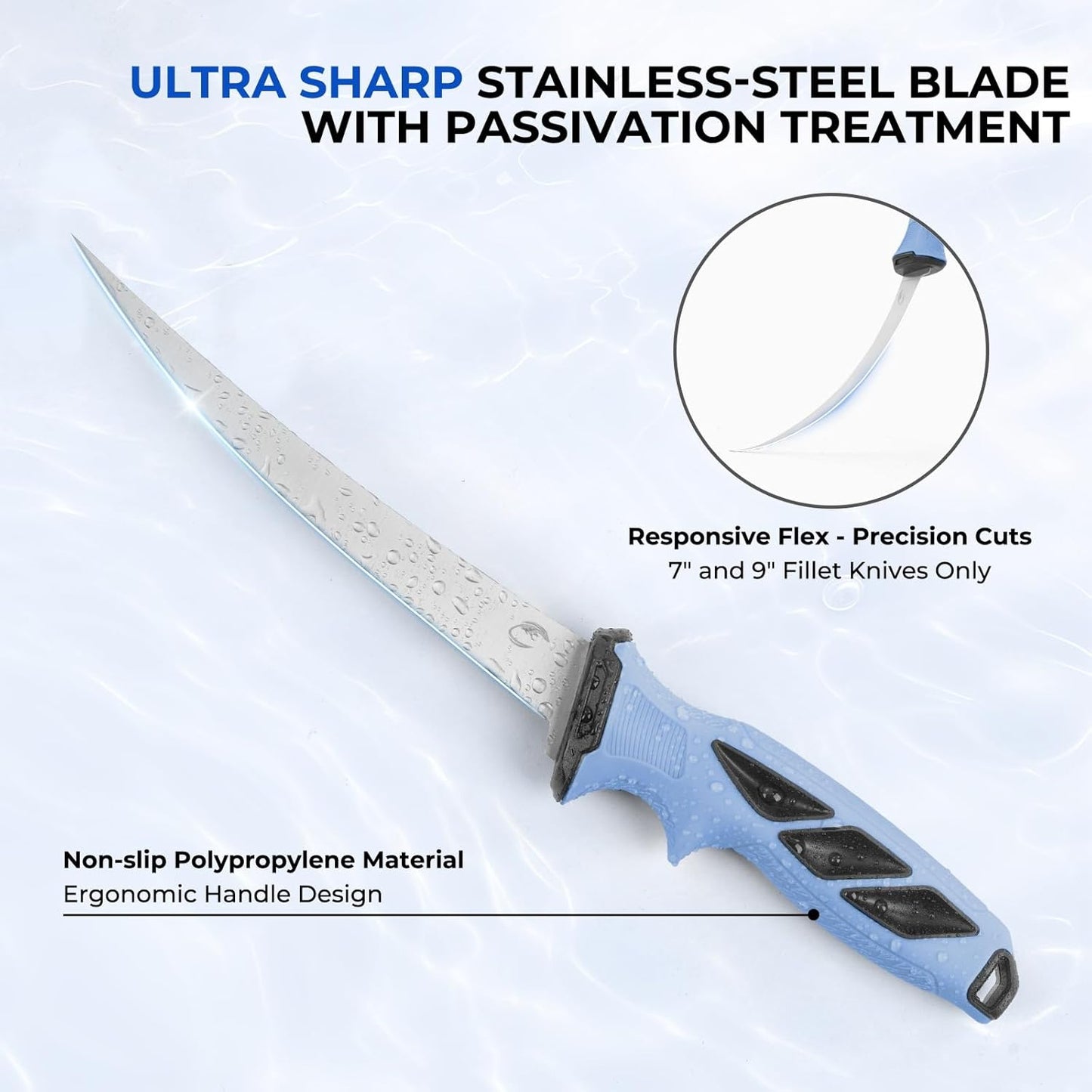 Calamus Folding Fillet Knife, Fishing Knife, G4116 German Stainless-Steel, Ultra-Sharp, Flexible & Corrosion-Resistant Blade, Non-Slip Handle, Lockback Design, Fishing Gear, Fishing Gifts for Men