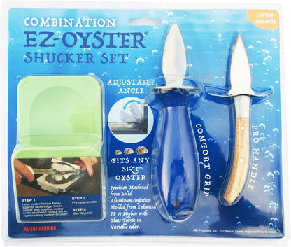 J&J Products The EZ - Oyster Variable Angle Opener Shucking Tool made from Recycled Ocean Bound Plastic (1, Blue)