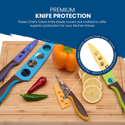 CHEF'S VISION Landscape Knife Blade Covers - Premium Kitchen Knife Guards - Protect your Knives With Stylish Knife Sheaths - Durable and Protective Knife Sleeves - Knives not Included