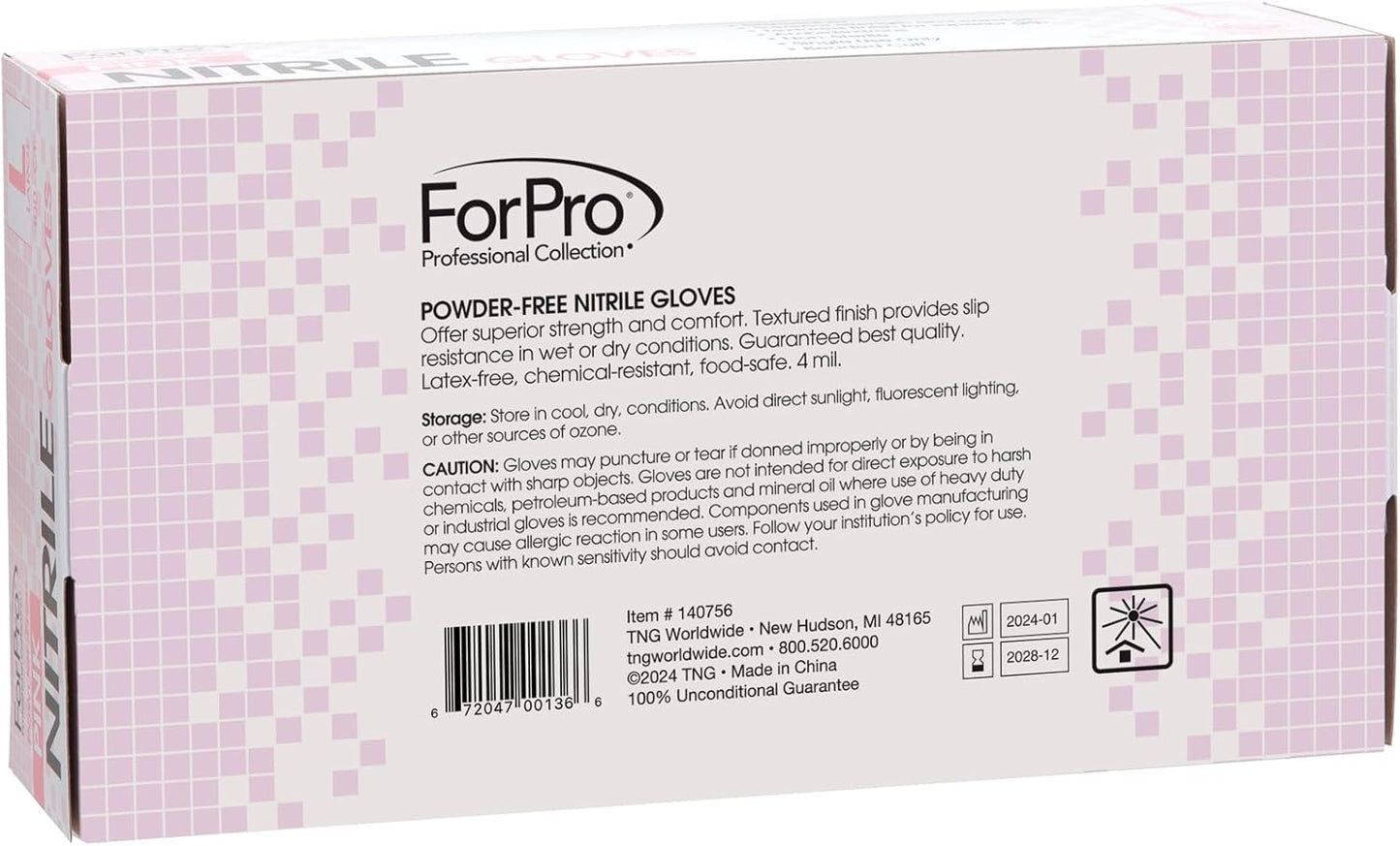 ForPro Disposable Nitrile Gloves, Chemical Resistant, Powder-Free, Latex-Free, Non-Sterile, Food Safe, 4 Mil
