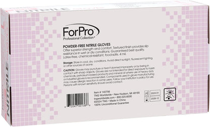 ForPro Disposable Nitrile Gloves, Chemical Resistant, Powder-Free, Latex-Free, Non-Sterile, Food Safe, 4 Mil