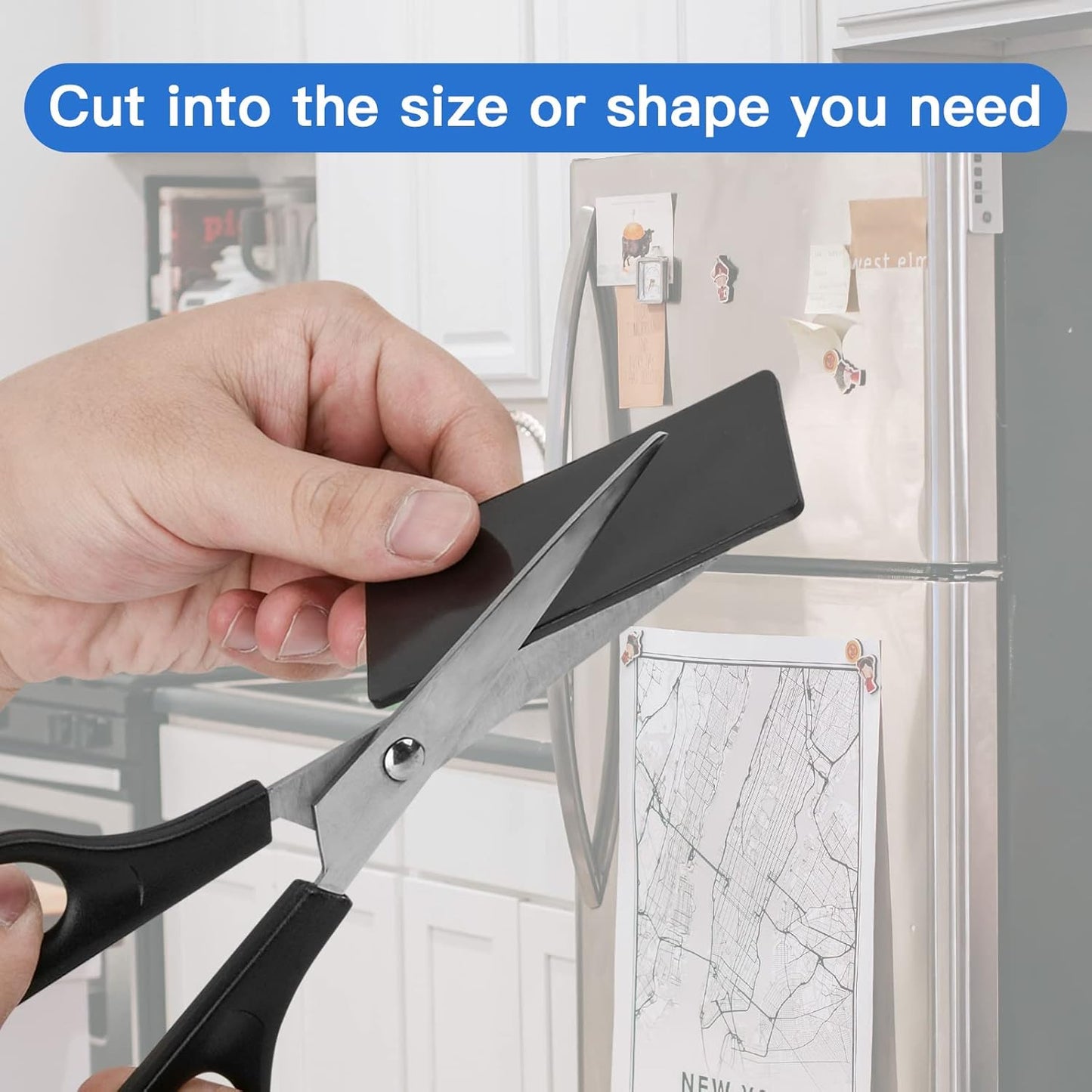 Magnetic Strips with Adhesive Backing, Strong Magnetic Tape Flat Rubber Magnet Strip, Sticky Magnet Strips for Most Surfaces, Refrigerator Whiteboard Dry Erase Board (80 x 45 x 2 mm, 5 pcs)