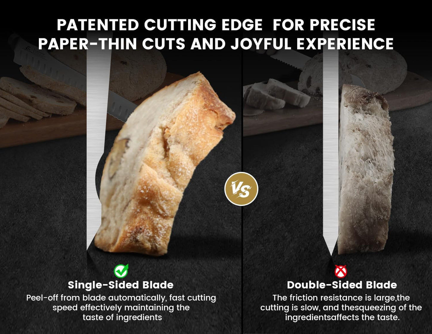 CoquusAid Bread Knife for Homemade Bread, 9 Inch Multifunction Serrated Knife, Razor Sharp Slicer, High Carbon German Steel Bread Cutter, Ergonomic Handle Design for Sourdough Turkey Fruit Cutting