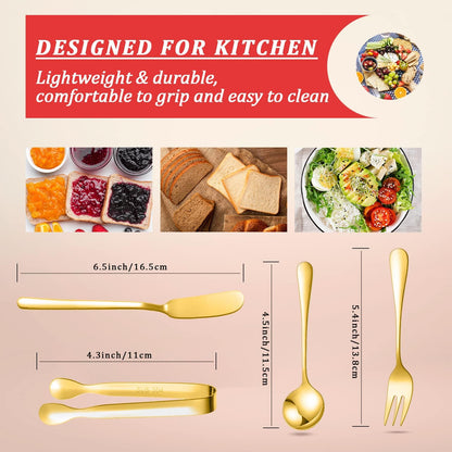 Cheese Butter Spreader Knife Set Charcuterie Accessories 16 Pieces Charcuterie Board Utensils Stainless Steel Spreader Knives Mini Serving Tongs Spoons and Forks for Jam Appetizers Pastry