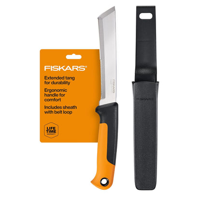 Fiskars Hori Hori Garden Knife with Sheath, Multi-Purpose Heavy Duty Gardening Hand Tool for Weeding, Planting, Digging with Hanging Hole