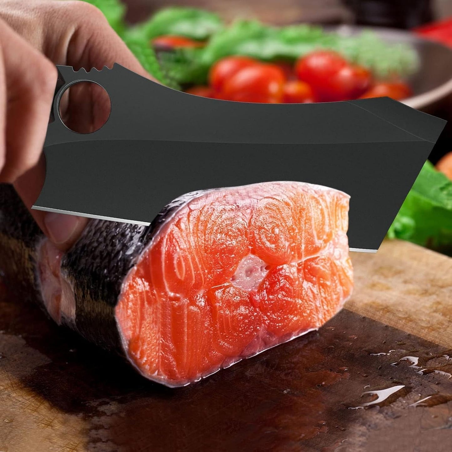 Dream Reach Meat Cleaver, 6.9 inch Black Boning Knife, High Carbon Steel Sharp Kitchen Forged In Fire Knife with Sheath Gift Box Bottle Opener for Outdoor Camping, Christmas Gifts for Men Women