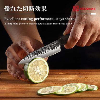 KEEMAKE Deba Knife 6 inch, Double Bevel Japanese 440C Stainless Steel Fish/Fillet Knife with G10 Bolster Octagonal Wood Handle