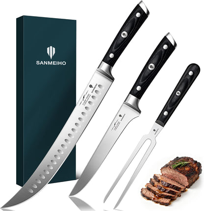 10" Bread Knife - Sourdough Slicing Knife Professional 5Cr15MoV Stainless Steel Serrated Knives, Ergonomic Wood Handle & Full Tang Design, Gift Box Included (Single-Edge