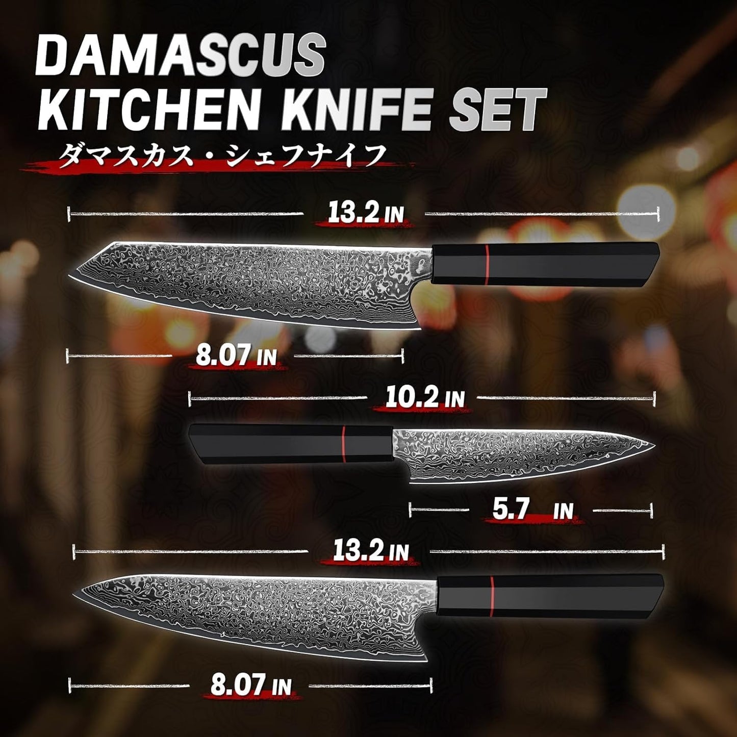 TIVOLI Japanese Gyuto Knife 10 Inch– VG-10 Damascus Chef Knife with Razor Sharp Blade and Ergonomic Olive Wood Handle, Ideal for Meat, Vegetables & Daily Cooking