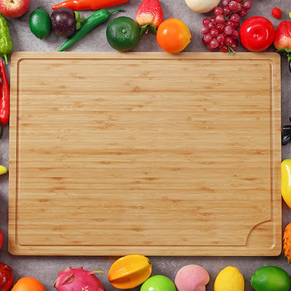 Extra Large 100% Organic Bamboo Cutting Board, 24x18 Inch Over the Sink Chopping Board/Carving Board with Handle and Juice Groove for Turkey, Meat, Vegetables, BBQ