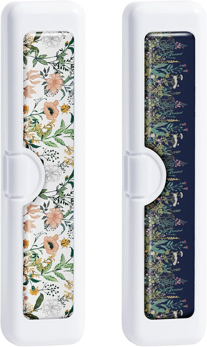 Toothbrush Travel Case - Colorful Pattern, Holder and Covers for Toothbrushes, Includes Tongue Scraper Case