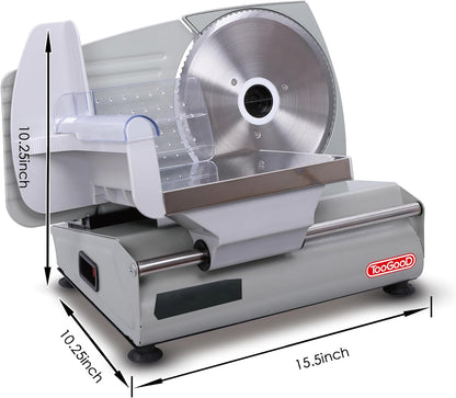 TOOGOOD 7.5" Electric Meat Slicer, with Stainless Steel Blade, Adjustable Thickness Food Slicer Machine for Home Use, Cuts Meat, Ham, Hard Cheese and Deli (Black)