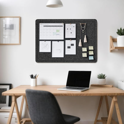 Lightomorrow Bulletin Board, 36 x 24 inches Felt Board - Decorative Pin Board, Cork Board Alternative for Wall, 3' x 2' Foldable Self-Adhesive Vision Board Prayer Board with 20 Pushpins - Black