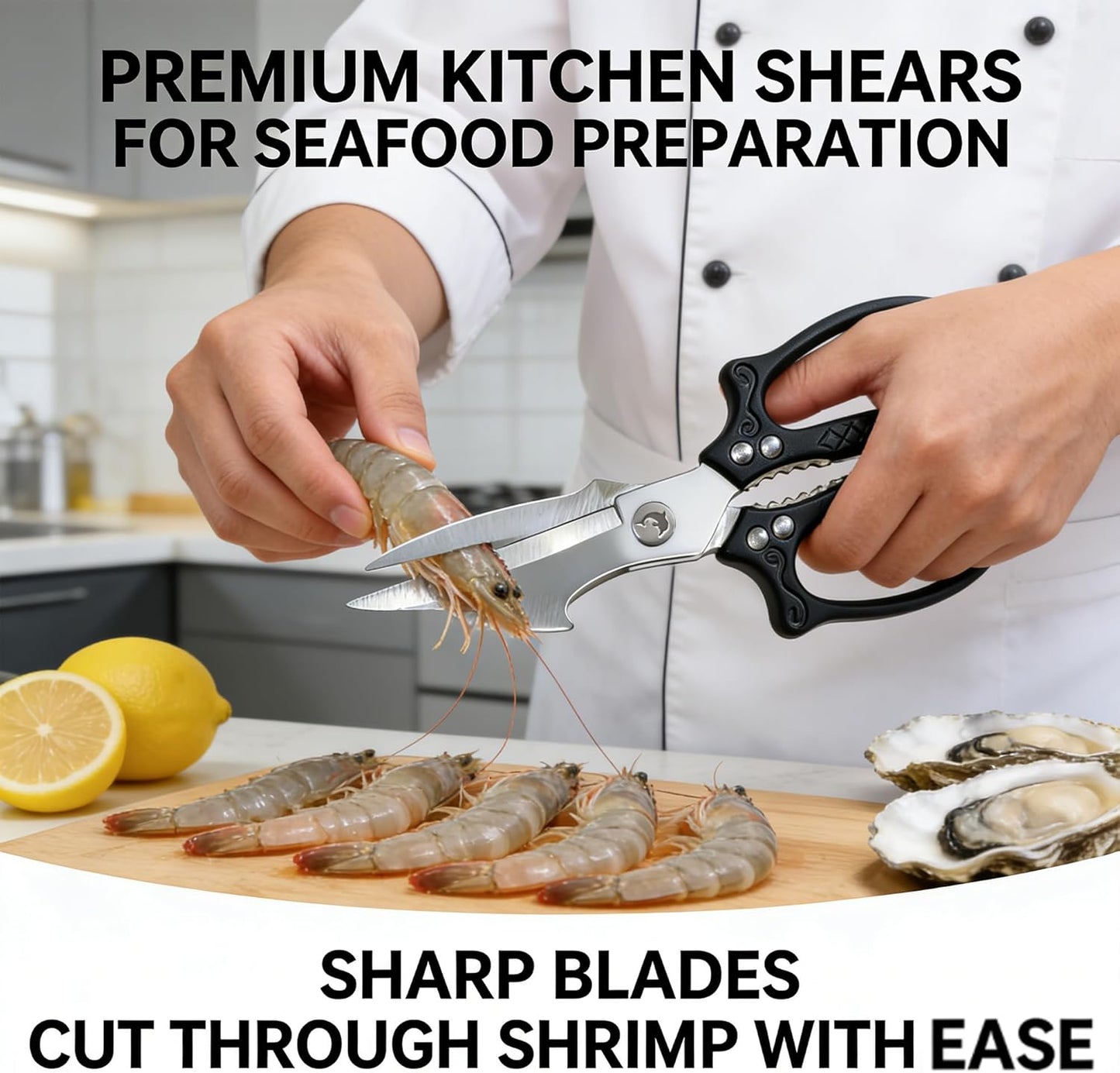 Multifunctional Heavy-Duty Kitchen Shears, Japanese Stainless Steel Kitchen Scissors, Ultra Sharp Poultry Shears for Chicken, Meat, Vegetables, Nut Cracker Opener (Silver)