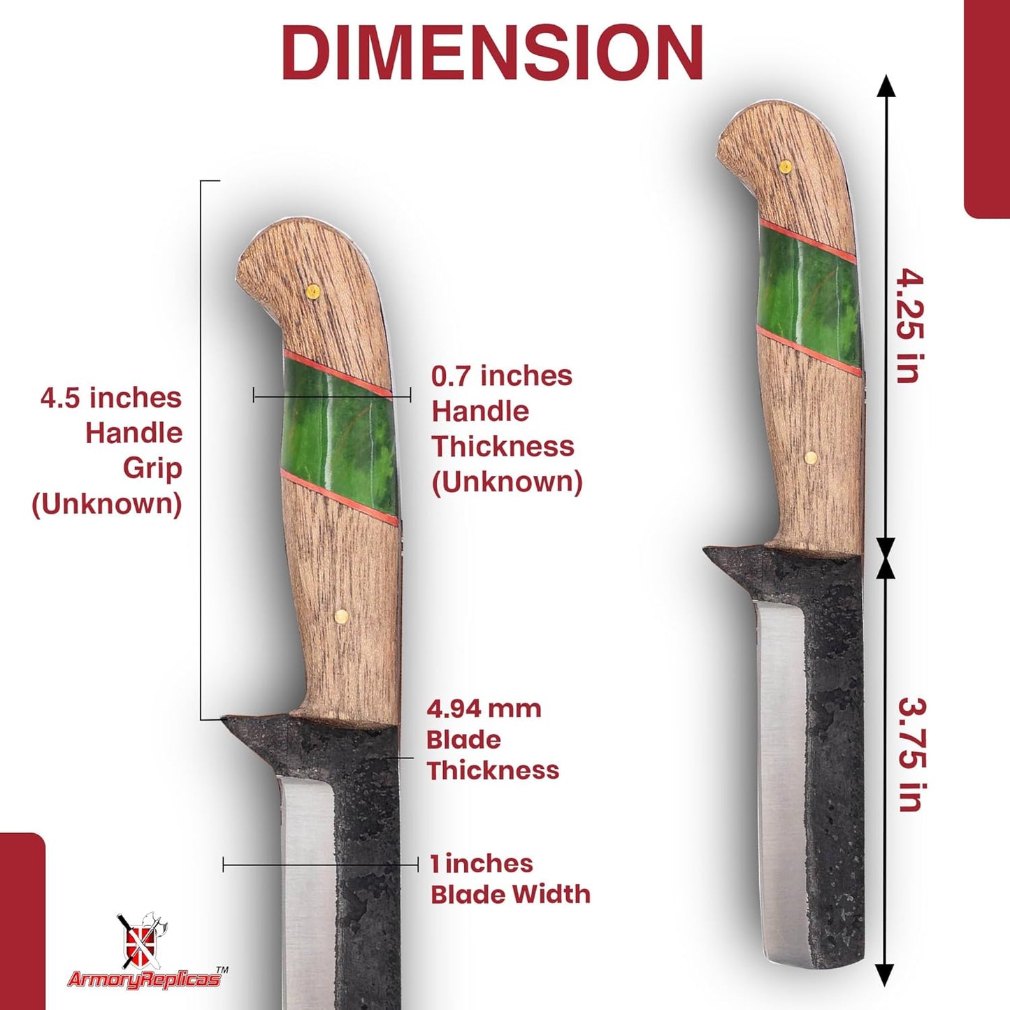 Armory Replicas™ Full Tang Tiny Predator Food Prep Kitchen Camping Cooking Japanese Deba Knife w/Walnut Wood & Genuine Leather