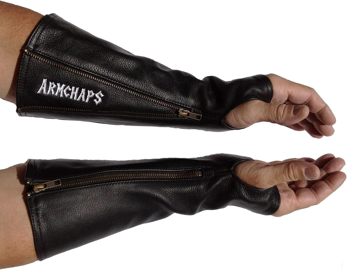 Arm Chaps Leather Protective Sleeves Arm Guard - Prevent Cuts, Scratches & Bruises - Genuine Cowhide - Ideal for Gardening & Construction - Left & Right Form-Fitting. Tan (1 Pair/XX-Small).