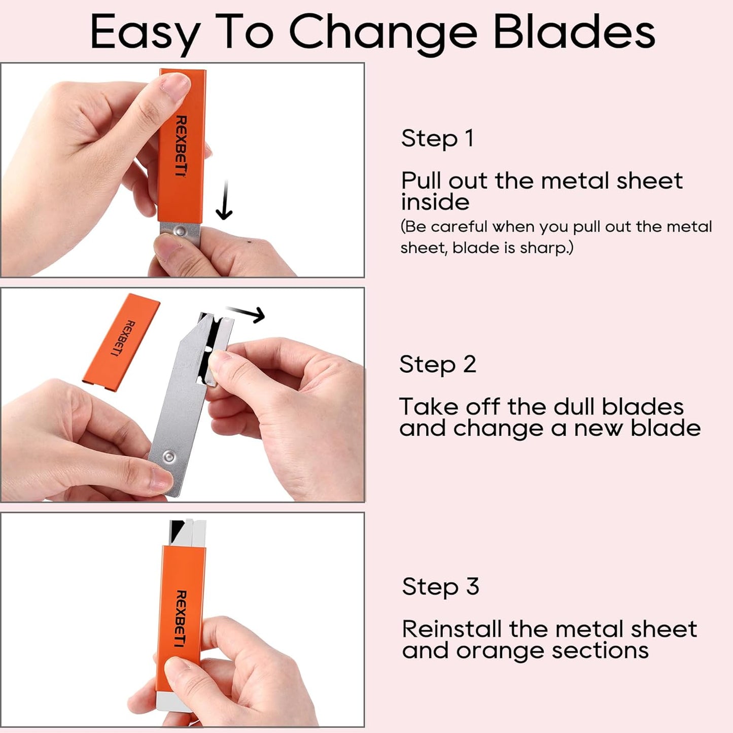 REXBETI 12 Pack Box Cutter, Retractable Cardboard Cutter, Razor Blade Scraper, Handy Box Opener, More Sharp Single Edge Razor Blade Box Cutter Set for Packages Papers and Boxes, Antirust Utility Knife