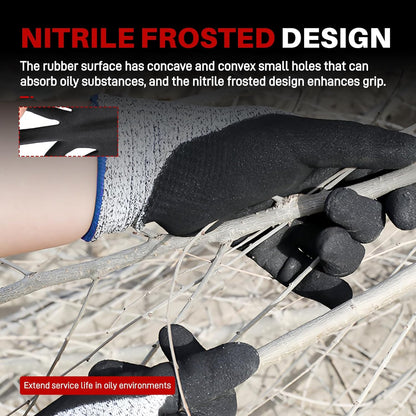 ANSI A9 Cut Resistant Gloves,Cut Resistant Work Gloves,Cut Proof Gloves Nitrile Coated For Metal Fabrication,Woodworking, Construction,Touch Screen,Large