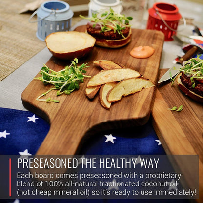 Made in USA Walnut Cutting Board by Virginia Boys Kitchens - Butcher Block made from Sustainable Hardwood (Round - 13.5)