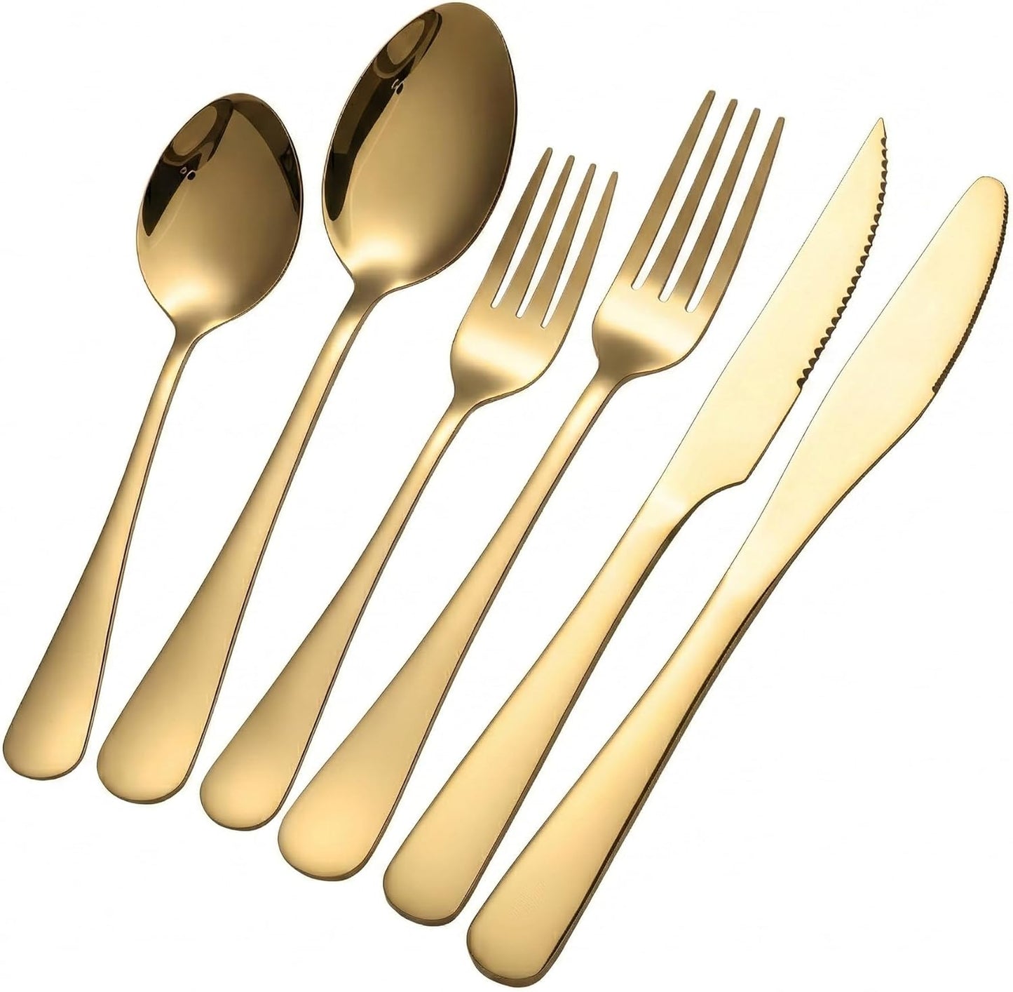 GPY Black Silverware Set, 24-Piece Stainless Steel Flatware Set Service for 4, Titanium Plated Black Eating Utensils, Modern Mirror Finish Cutlery for Kitchen & Home