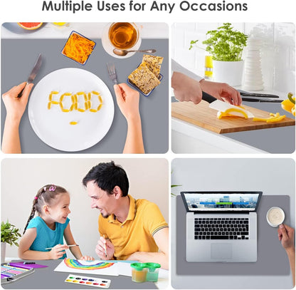 Extra Large Dark Green Countertop Mat - Silicone Table Kitchen Desk Mat - Non-Slip & Heat Resistant - Dinner Placemat Pastry Dough Rolling Mat - Colors B