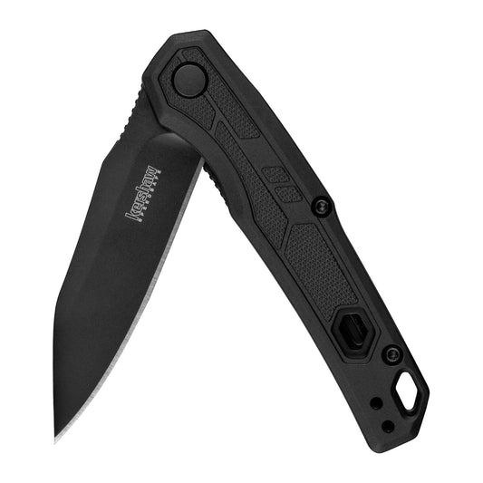 Kershaw Appa Pocket Knife, All-Black, 2.75 Inch Steel Partially Serrated Reverse Tanto Blade, EDC with Assisted Opening, Reversible Pocketclip, Everyday Carry Pocket Knife for Men and Women