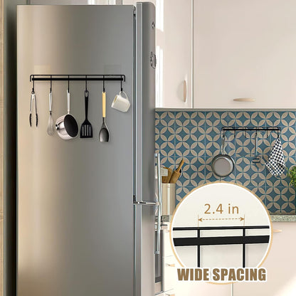 Kitchen Utensil Hanger, Adhesive Utensil Holder Wall Mount Kitchen Rack Rail with 12 Hooks, Space Saving and No Drilling, White, 2 Pcs