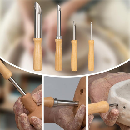 Amrules Clay Tools Kit, 12 PCS Polymer Clay Cutter Tools, Rectangle Shape Acrylic Press Board and Roller Pin Supplies Suitable for Shaping, Carving, Pottery Craft and DIY Projects