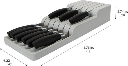 Kitchen Details 2 Tier Knife Drawer Organizer | Holds 11 Knives | Utensil Holder | Knife Block | Storage & Organization | Space Saver | Natural