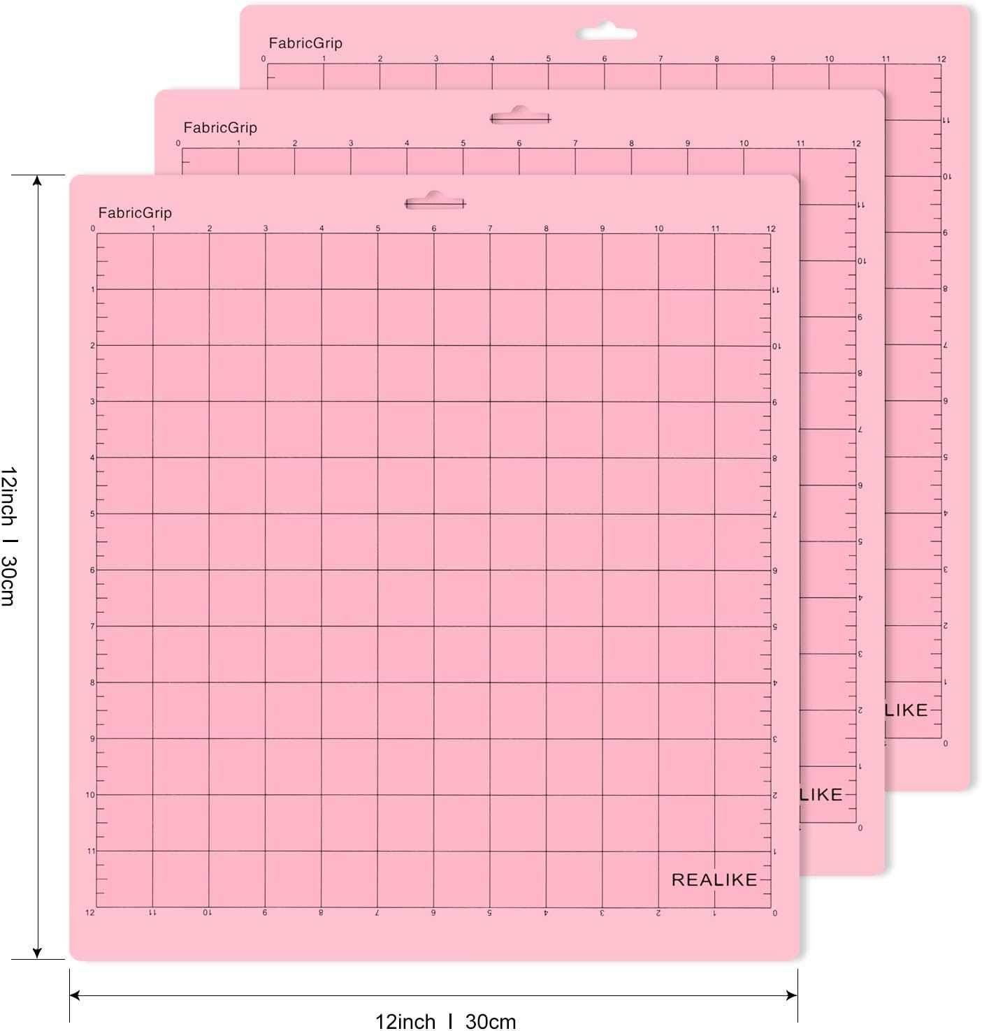 REALIKE 12x12 Lightgrip Cutting Mat Compatible with Cricut Maker 3/Maker 4/Maker/Explore 3/4/Air 2/Air/One(3 Mats), Gridded Adhesive Non-Slip Cut Mat for Crafts, Quilting, Sewing and All Arts