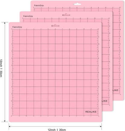 REALIKE 12x12 Lightgrip Cutting Mat Compatible with Cricut Maker 3/Maker 4/Maker/Explore 3/4/Air 2/Air/One(3 Mats), Gridded Adhesive Non-Slip Cut Mat for Crafts, Quilting, Sewing and All Arts