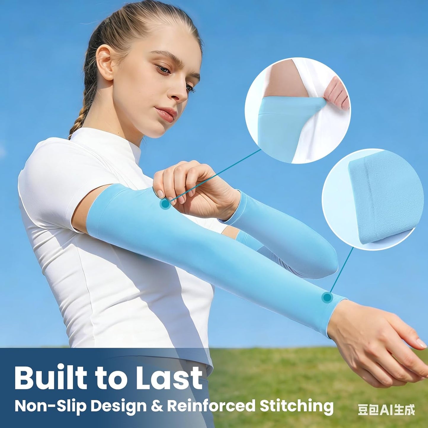 Mochabao 8 Pairs Soft Arm Sleeves, UV Sun Protection Cooling Compression Arm Covers for Outdoor Work, Sports, Men & Women