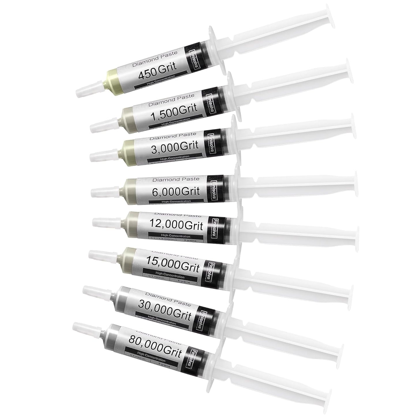 8 Pack Diamond Polishing Compound Genuine 50% Concentration Diamond Paste Kit 80,000 to 1,000 Grit Lapping Stropping Compound for Glass Watch Metal Knife Ring Jewelry Rock Resin Scratch Remover Repair