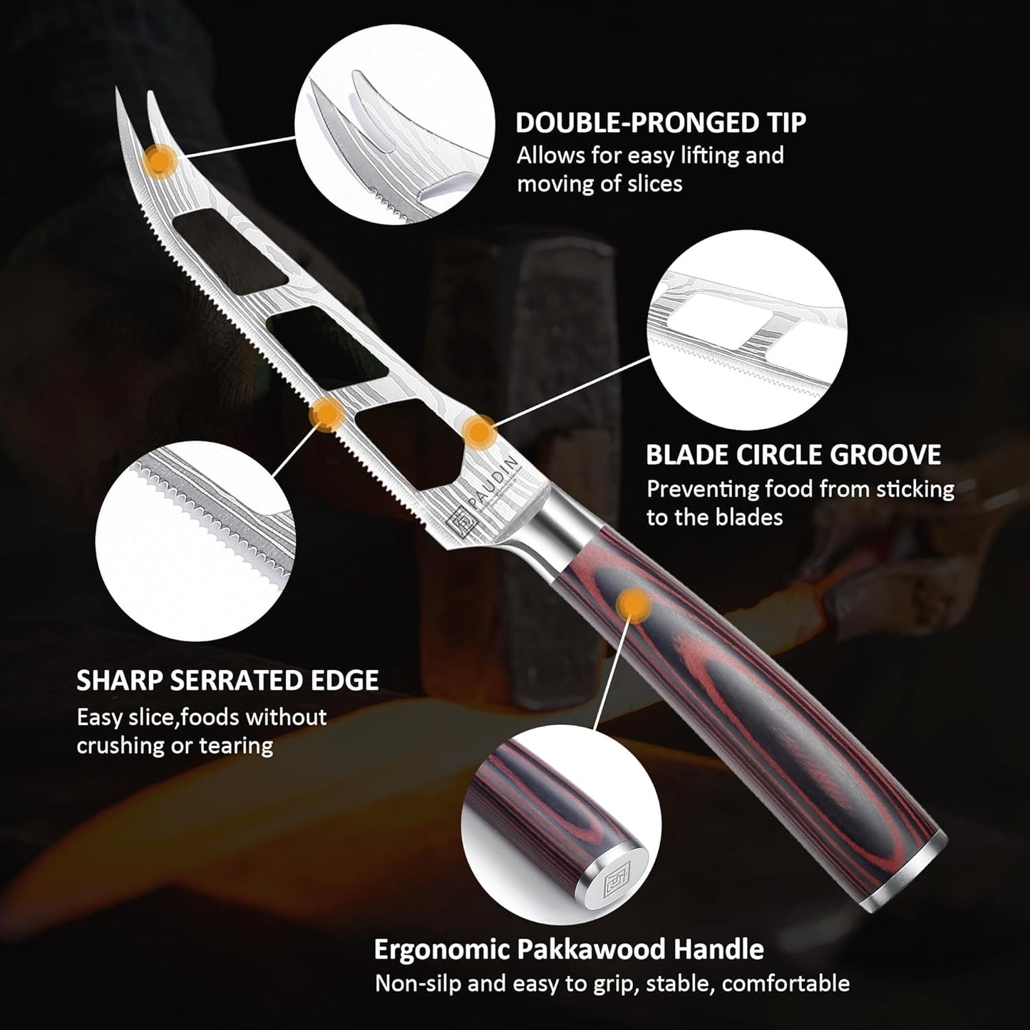 PAUDIN Chef Knife, 10 Inch Meat Knife, Ultra Sharp Brisket Slicing Knives, High Carbon Stainless Steel Kitchen Knife with Ergonomic Handle for BBQ, Roast, Meats and Vegetables