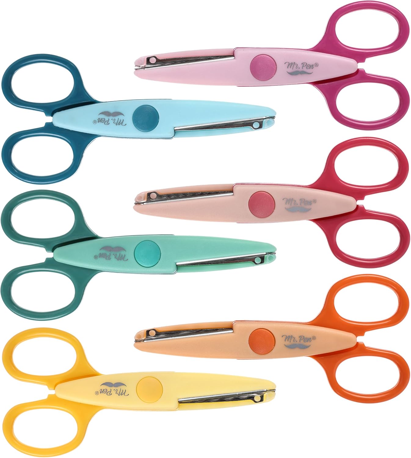 Mr. Pen- Craft Scissors Decorative Edge, 6 Pack, Bright, Zig Zag Scissors for Crafting, Scrapbooking, Fancy, Pattern, Design