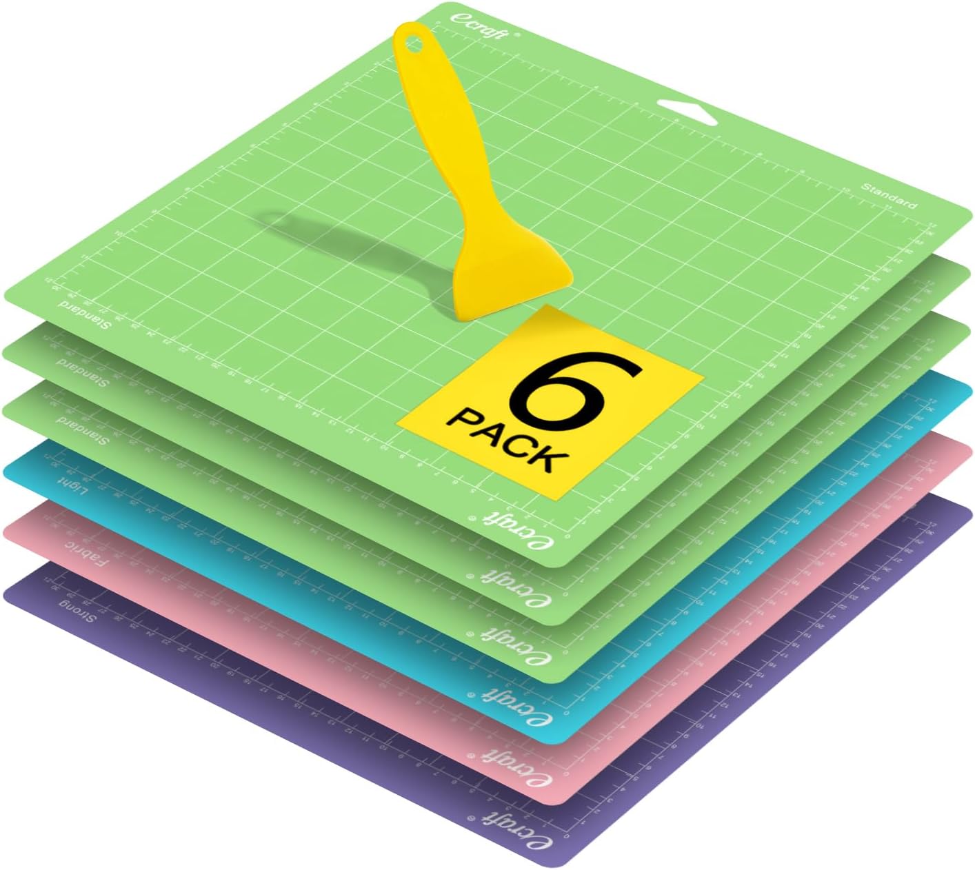 Ecraft 12x12 Cutting Mat 3-Pack, Strong/Standard/Light Adhesive, Compatible with Cricut Maker 3/Maker 4/Maker/Explore 3/4/Air 2/One, Variety Adhesive Sticky Cutting Mats Accessories