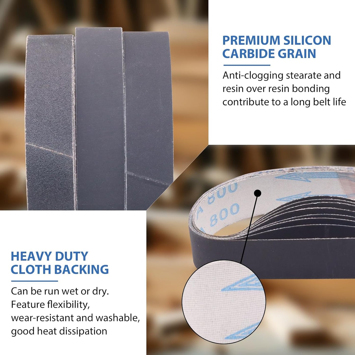 1x30 Inch Silicon Carbide Sanding Belts, 4 PCS Each of 80,120, 240, 400, 800,1000 Grits Knife Sharpening Belt Kits for 1 x 30 Inch Belt Sander, 24 Pack