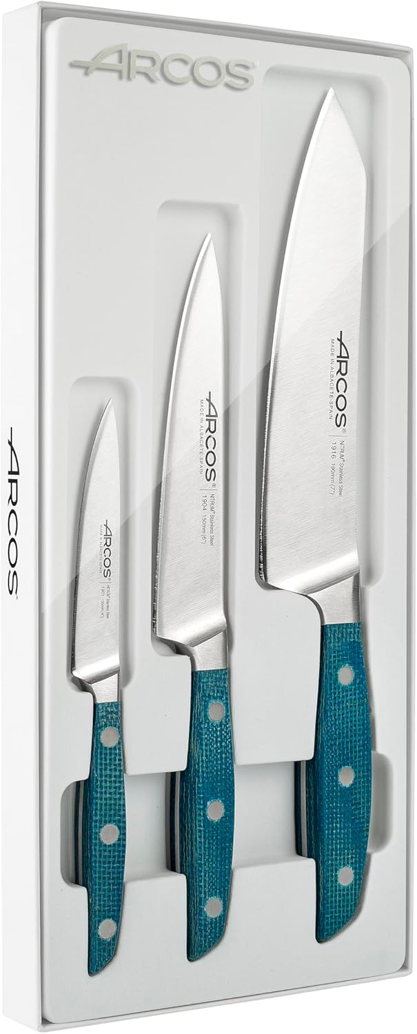 Arcos Forged Boning Knife in Nitrum Stainless Steel, Professional 6 Inch Butcher Knife for Removing Meat from Bones, Ergonomic Blue Handle, Brooklyn Series